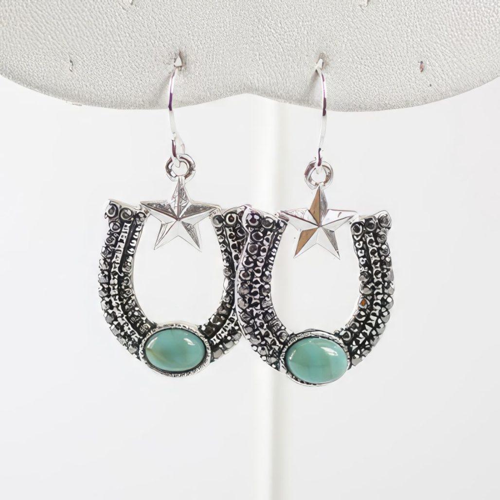 Western Inspired Turquoise Horseshoe Earrings image