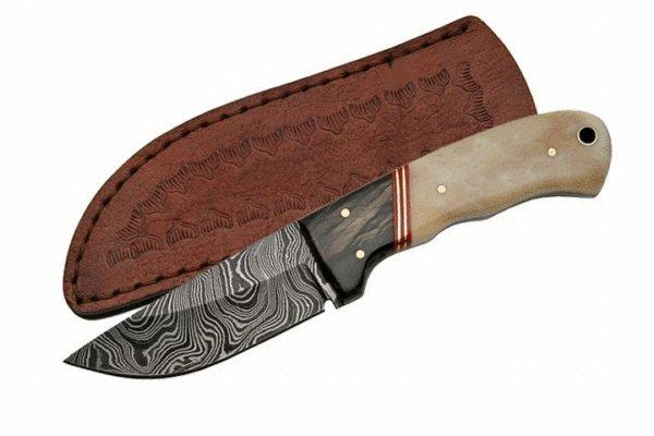 SZCO DAMASCUS BONE HUNTER WITH SHEATH