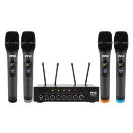 Pyle® Home and Office UHF 50-Channel Wireless Microphone System with 4 Handheld Microphones, Bluetooth® Input, Adjustable Volume, PDWM4120 image