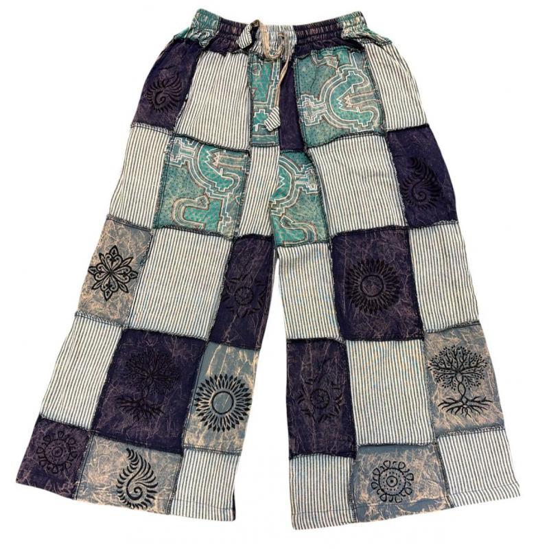 Cotton Multi Patchwork Block Print Palazzo Pant image