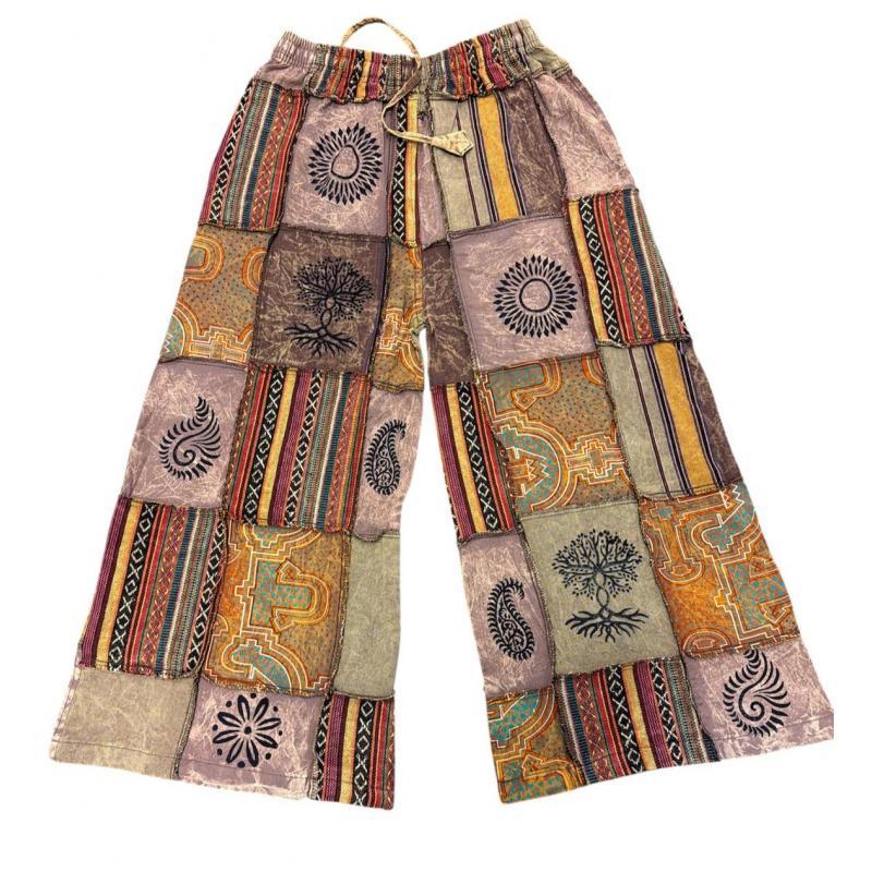 Cotton Patchwork Wide Leg Musical Palazzo Pant image