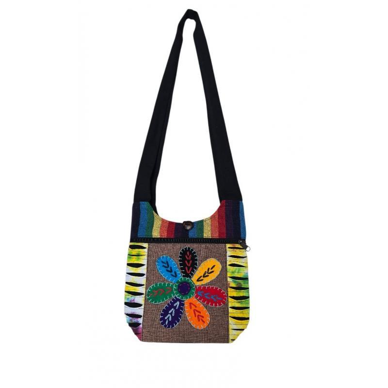 Cotton Rainbow Chakra Flower Mini Bag