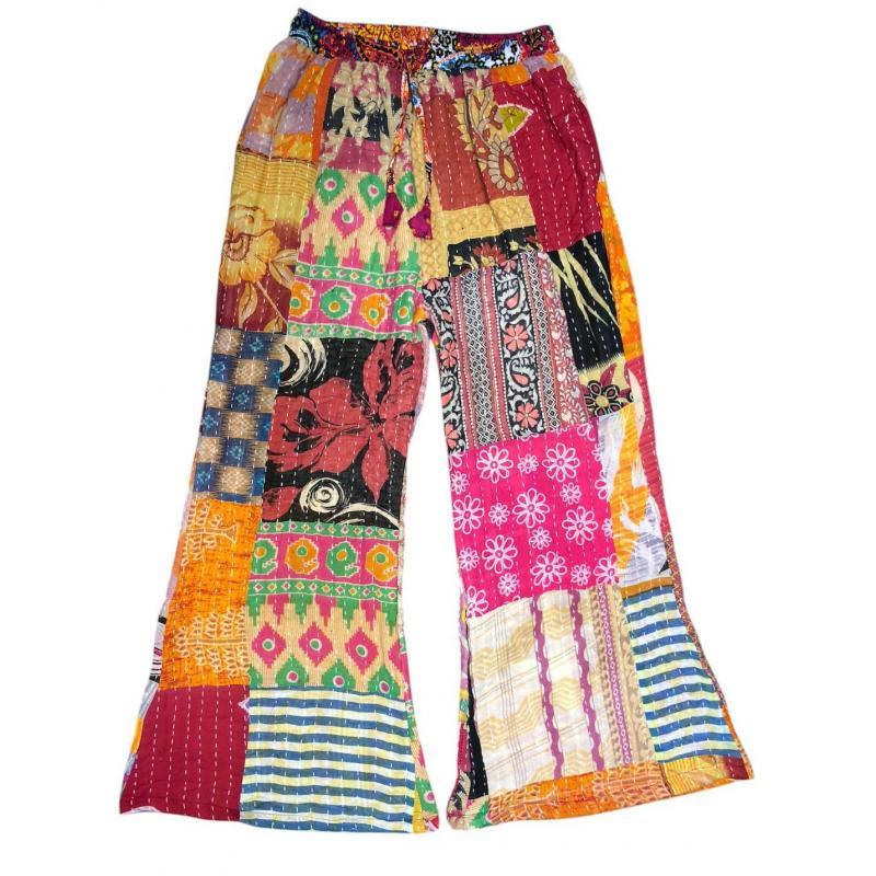 Cotton Multi Patch Wide Leg Palazzo Kantha Pant image