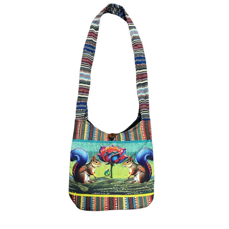 Cotton Multi Color Lotus with Squirrel Mini File Bag image