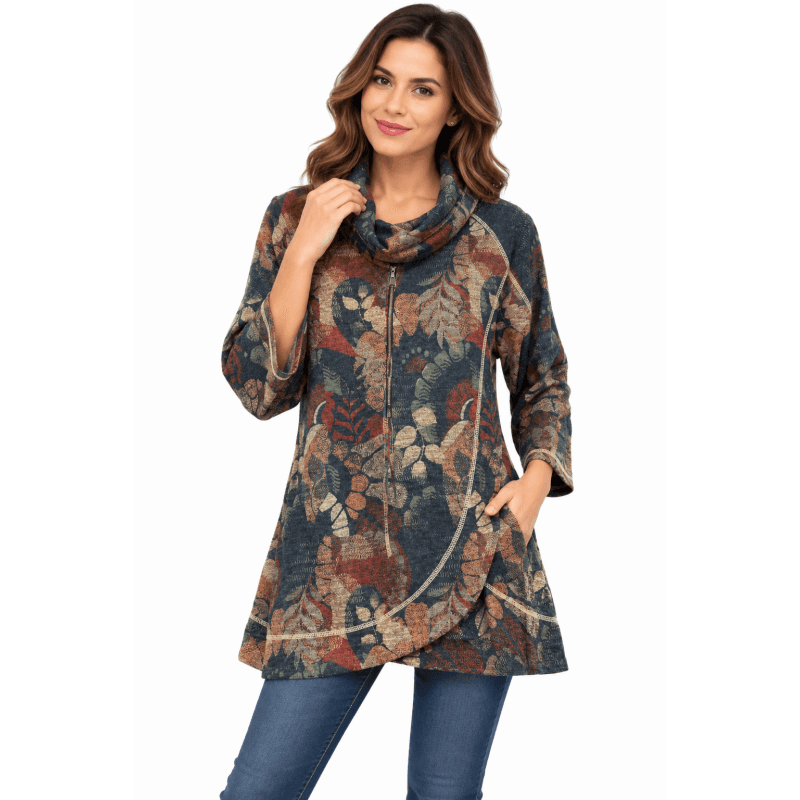 Women's floral Burnout Cawl neck L/s top image