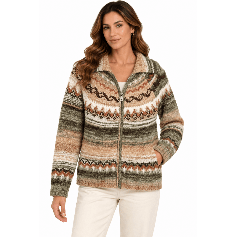 Women's Forest Green Zip Sweater Jacket image