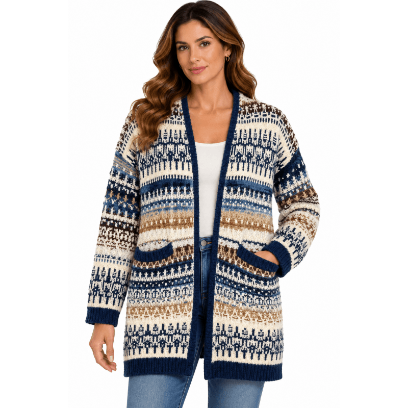 Women's Lake Tahoe Blue Two Pocket Open Front Sweater Cardigan image