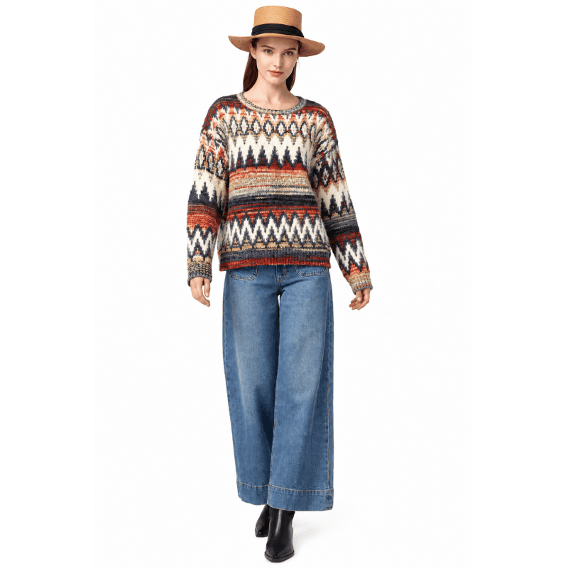 Women's Multi Color Diamond Sweater Top image