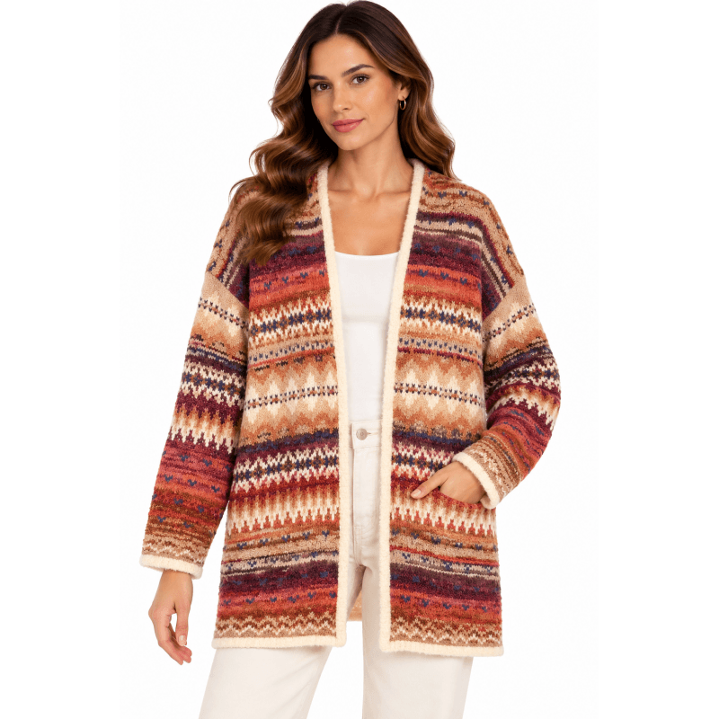 Women's Rust Orange Open Front Sweater Cardigan image