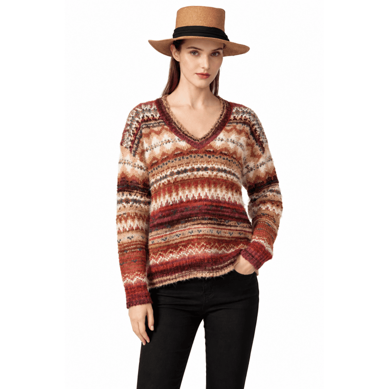 Women's Earth V neck Sweater Top image