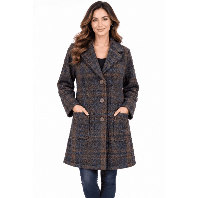 Women's Brown Paid Jacket Coat image