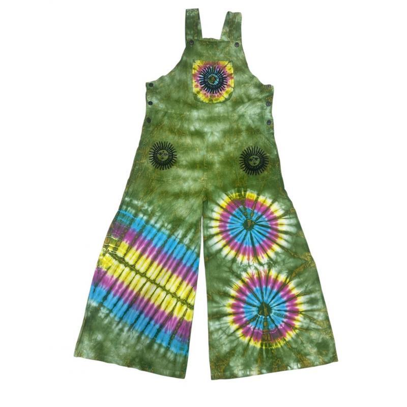 Cotton Multi Sun Artwork Tie Dye Jumpsuit Overall