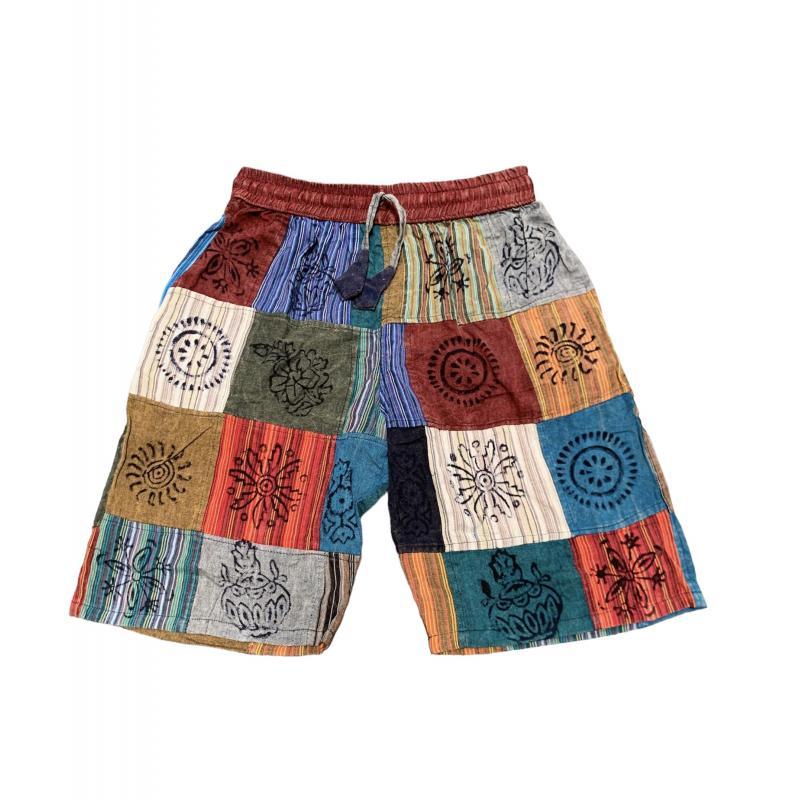 Cotton Patch work Block Print Half Pant DT28 image