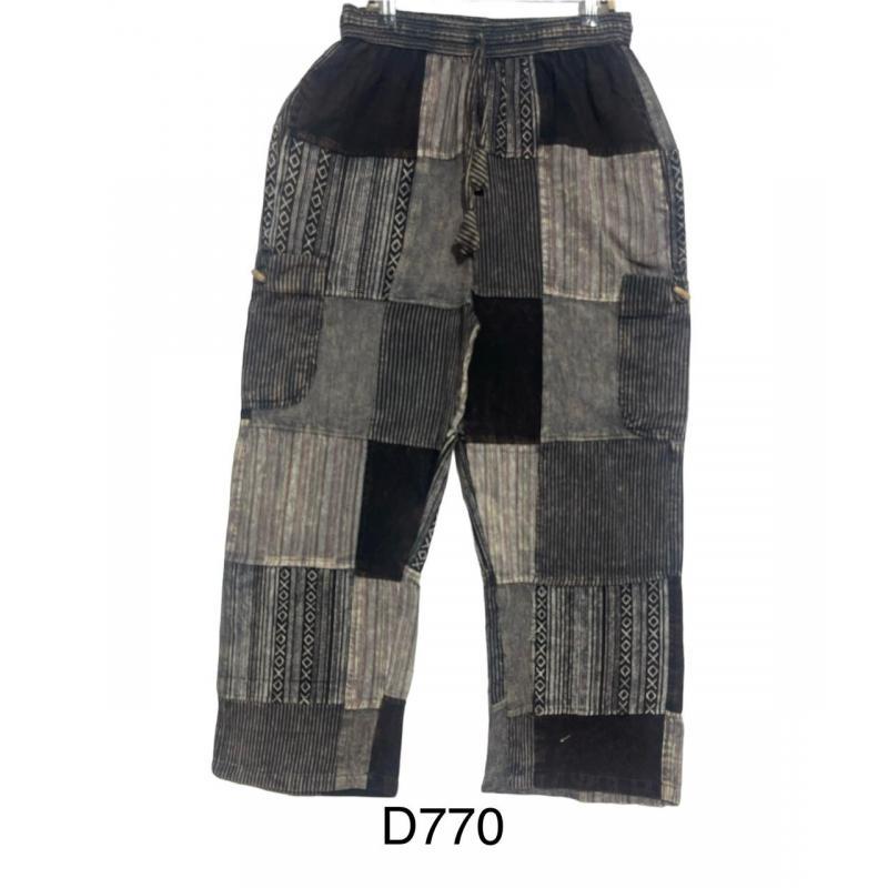 Cotton Stonewash Patchwork Black & White Pant D770 image