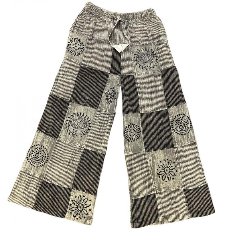 Cotton Multi Block Print Black and Grey Cali Palazzo Pant image
