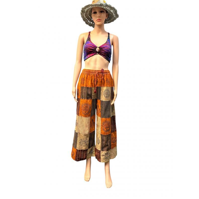 Cotton Multi Color Block Print Patchwork Palazzo Pant image