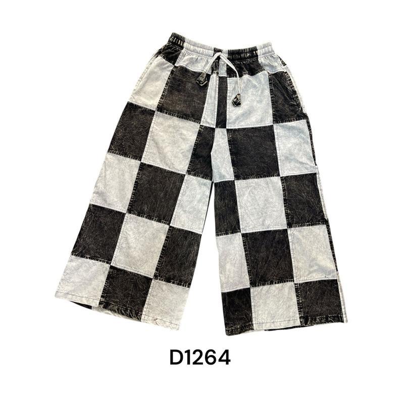 Cotton Black & White Patch Stonewash Cali Palazzo Pant image
