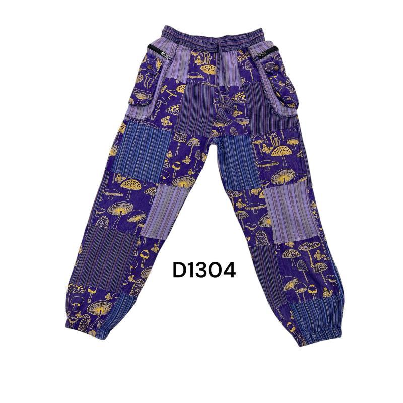 Cotton Purple Multi Patchwork Bottom Closer golden Mushroom Pant image