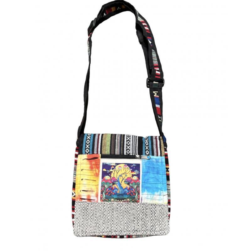 Cotton Hemp Razor patchwork Tree Mushroom Mini File Bag image