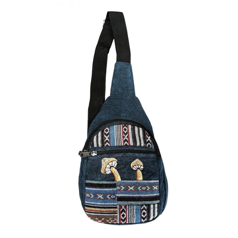 Cotton Patchwork Multi Mushroom Crossbody Bag