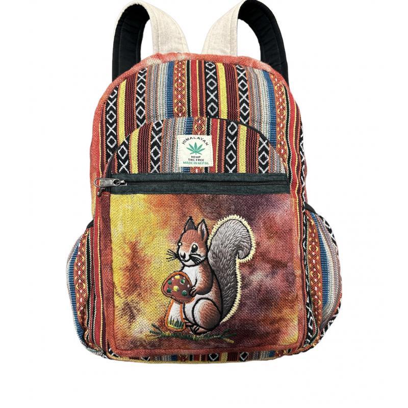 Hemp Tie Dye Mushroom With Squirrel Backpack image