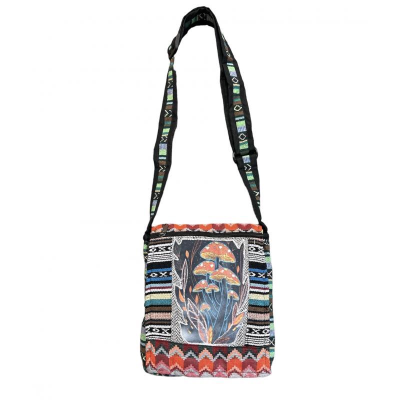 Cotton Multi Mushroom Mini Messenger Bag image