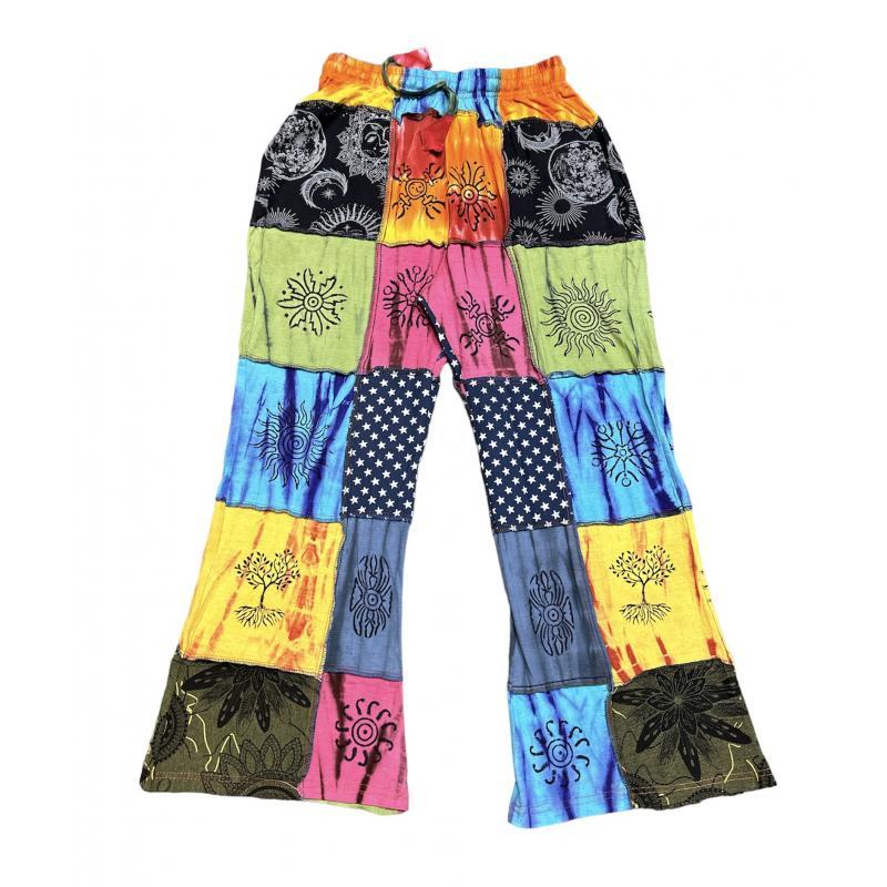 Cotton Rib Patchwork Block Print Palazzo Trouser Pant D520 image