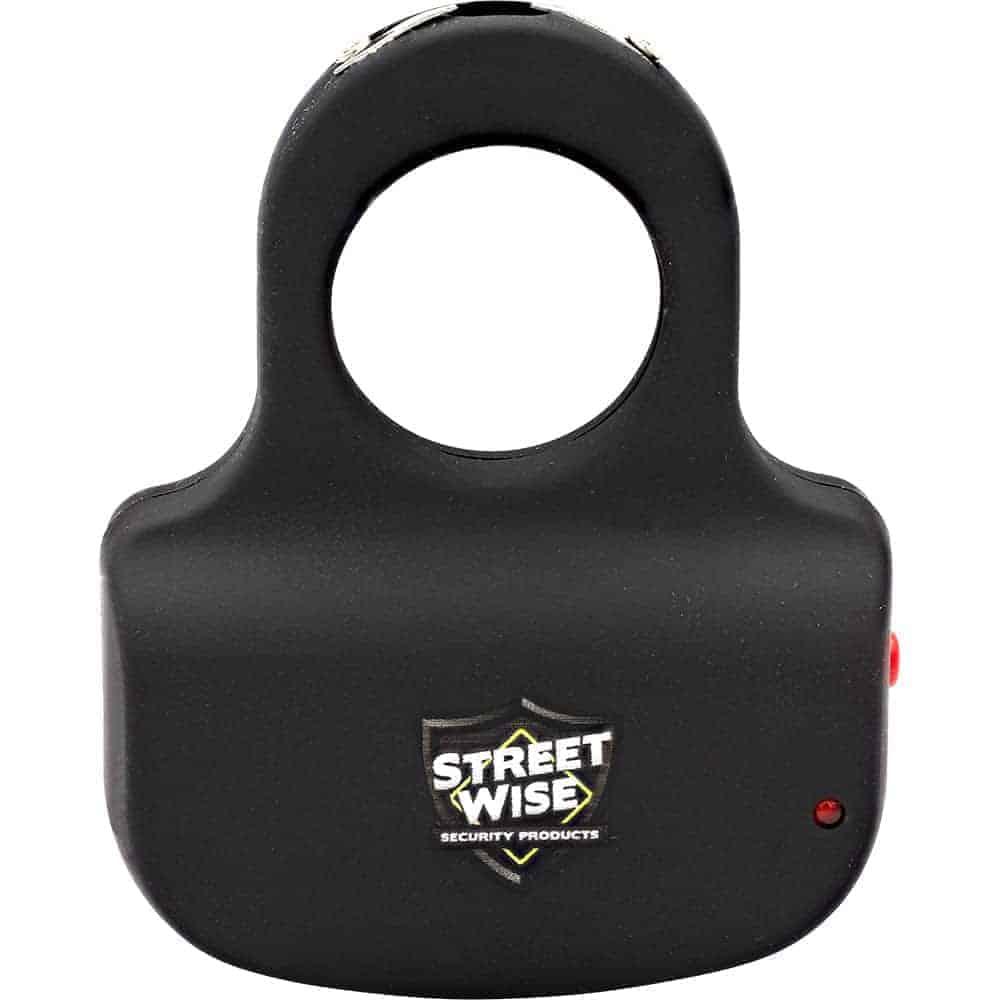 Streetwise Sting Ring 18,000,000* Stun Gun - Squeeze-N-Stun Technology, Rechargeable Lithium, ABS Plastic + Rubberized Coating, 3.75″ x 1.5″ x 0.5″, Black and Pink