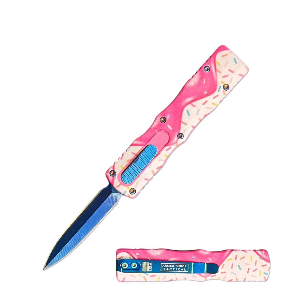 5.25" Rugged Donut Sprinkle Frosting Handle Mini OTF Automatic Knife image