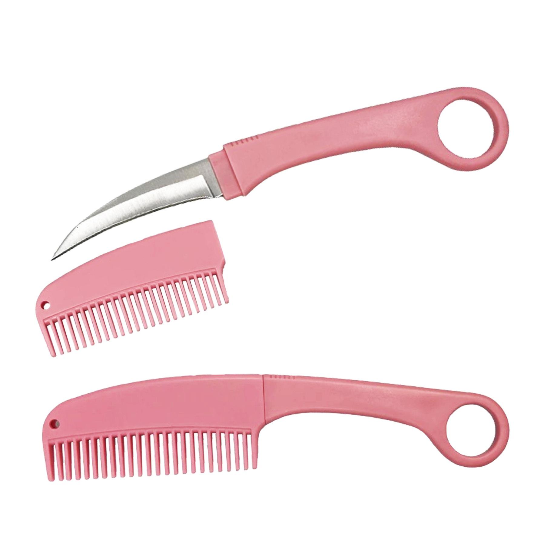 Pink Karambit Hidden Blade Self Defense Brush Comb Knife image