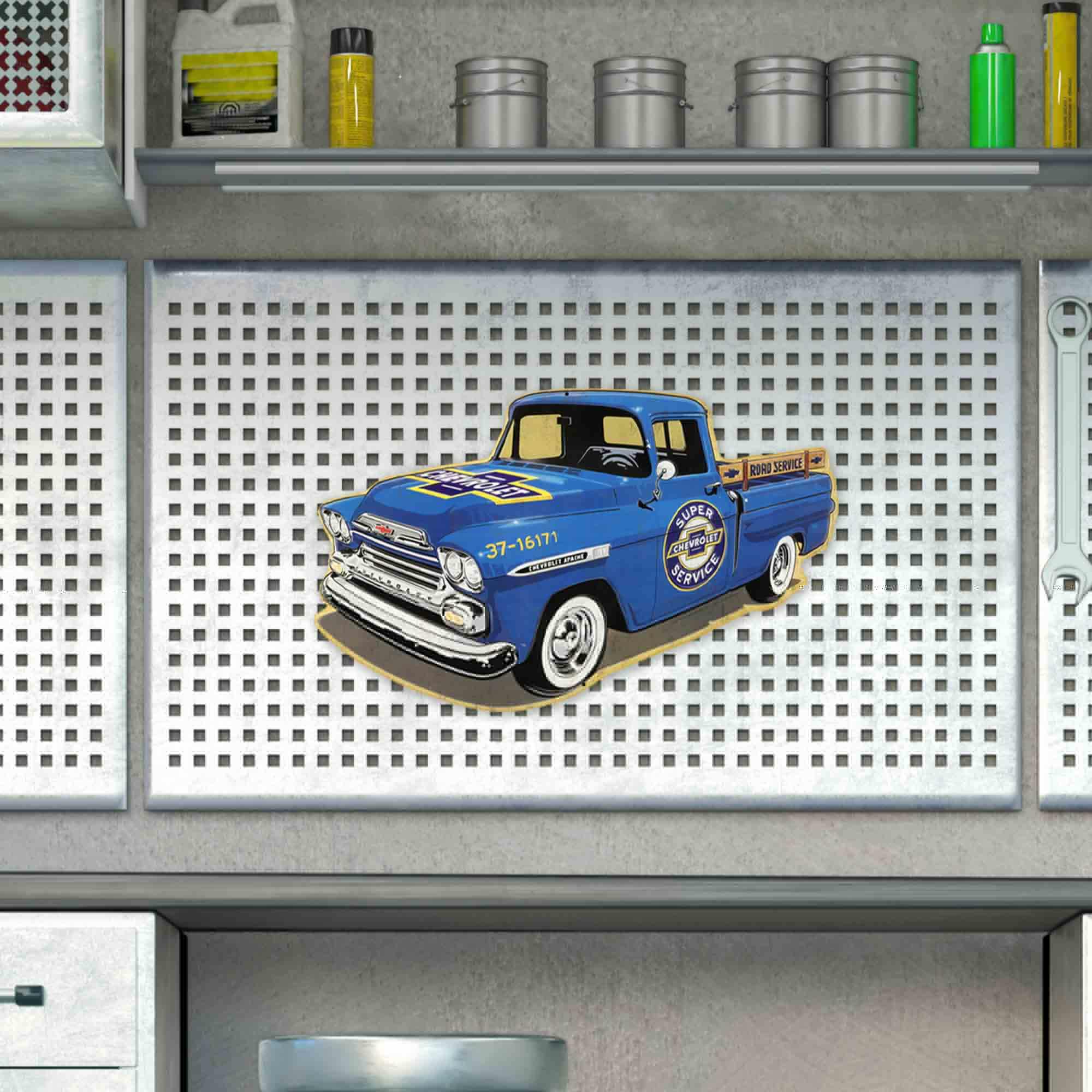 Chevrolet Service Truck Embossed Tin Sign image