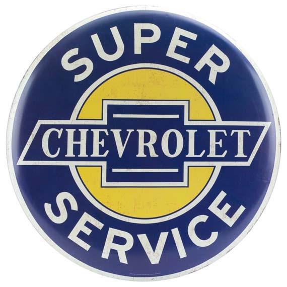 Chevrolet Super Service Large Round Metal Button Sign image