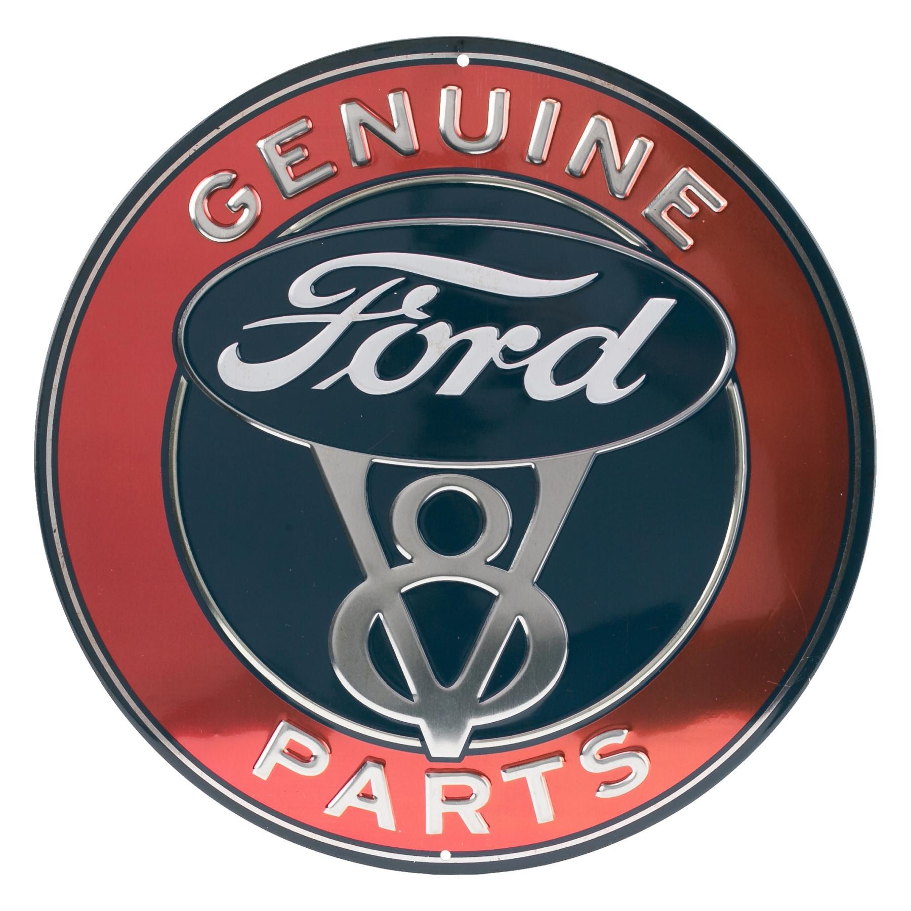 Ford Genuine Parts V8 Round Embossed Metal Sign image