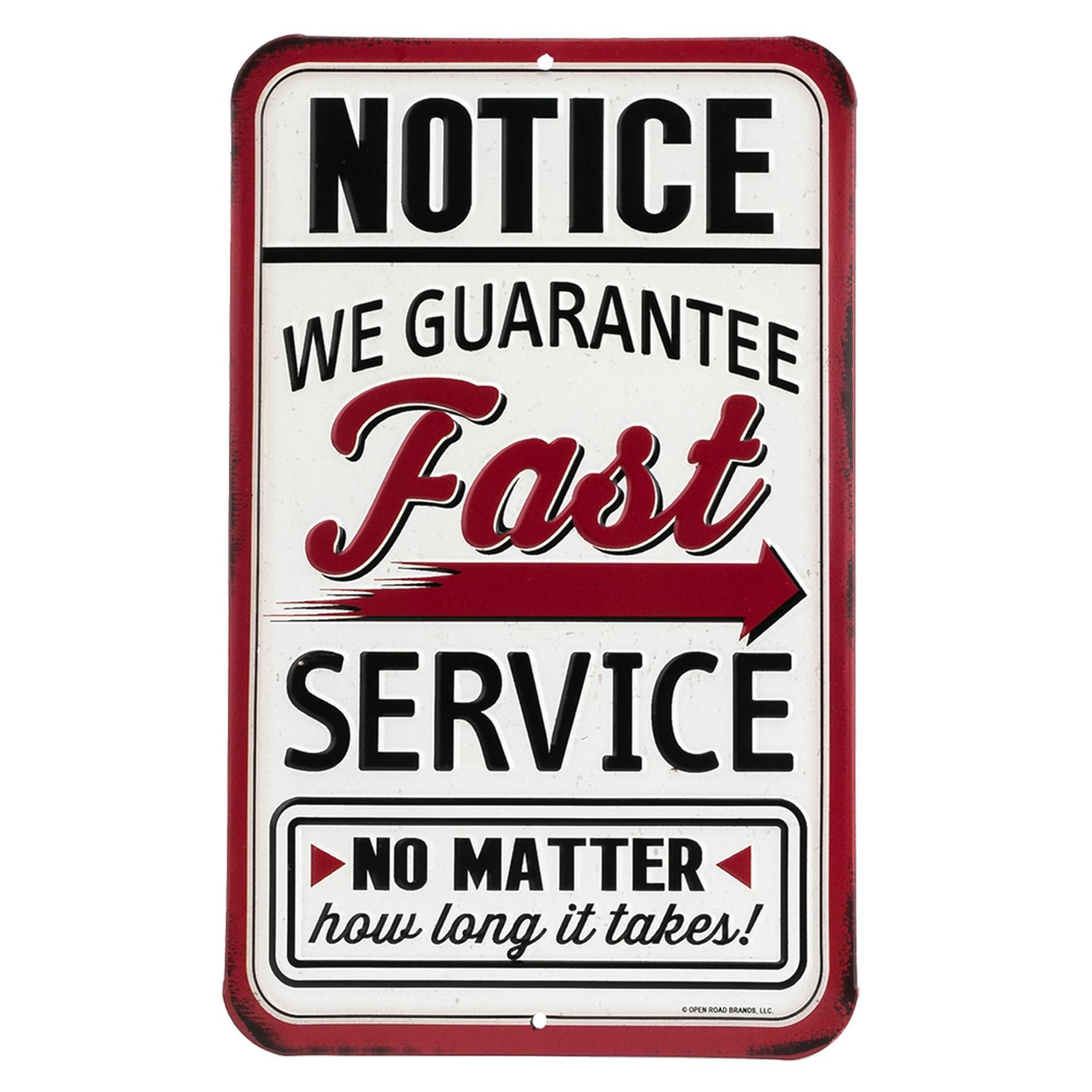 Guarantee Fast Service Embossed Metal Sign image
