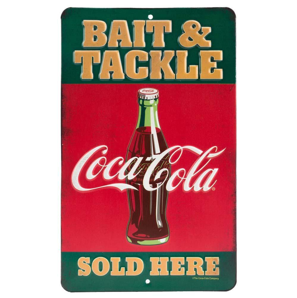 Coca-Cola Bait & Tackle Small Embossed Metal Sign image
