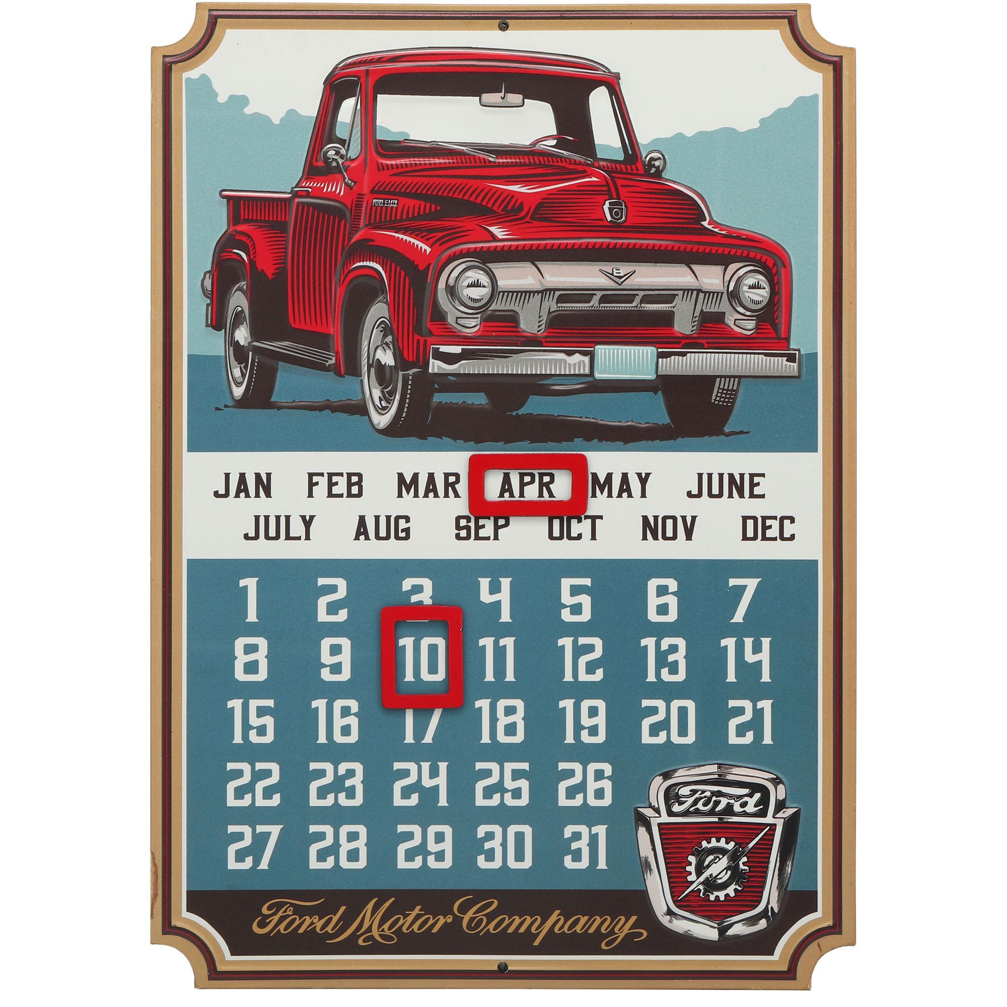 Vintage Ford Truck Calendar Metal Sign With Magnets image