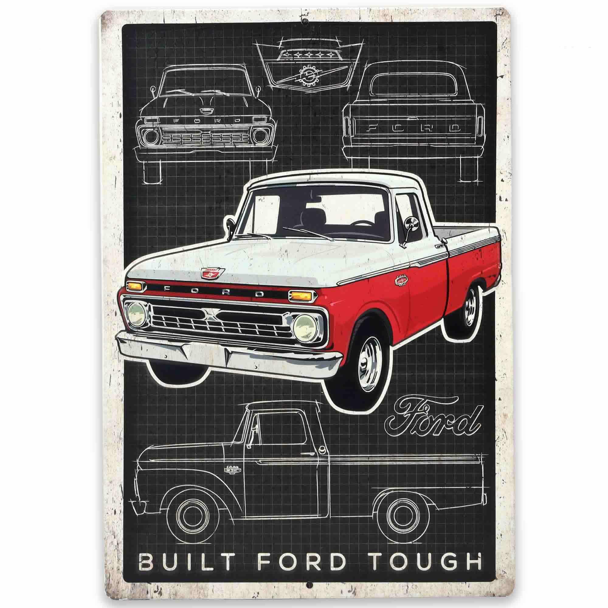 Ford Truck Schematic Metal Sign image