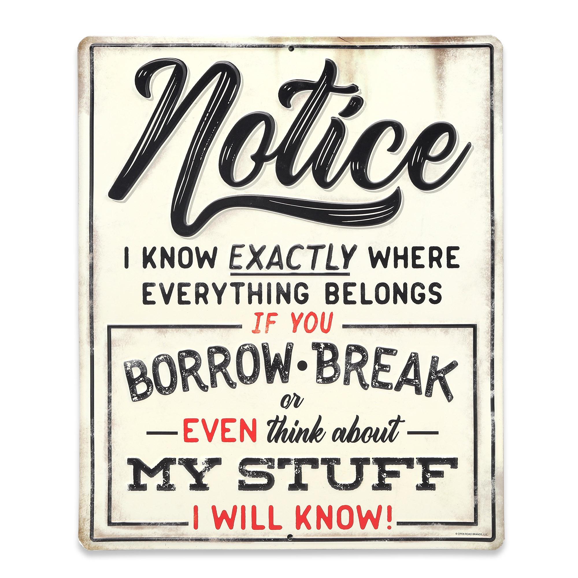 My Stuff Notice Embossed Metal Sign image