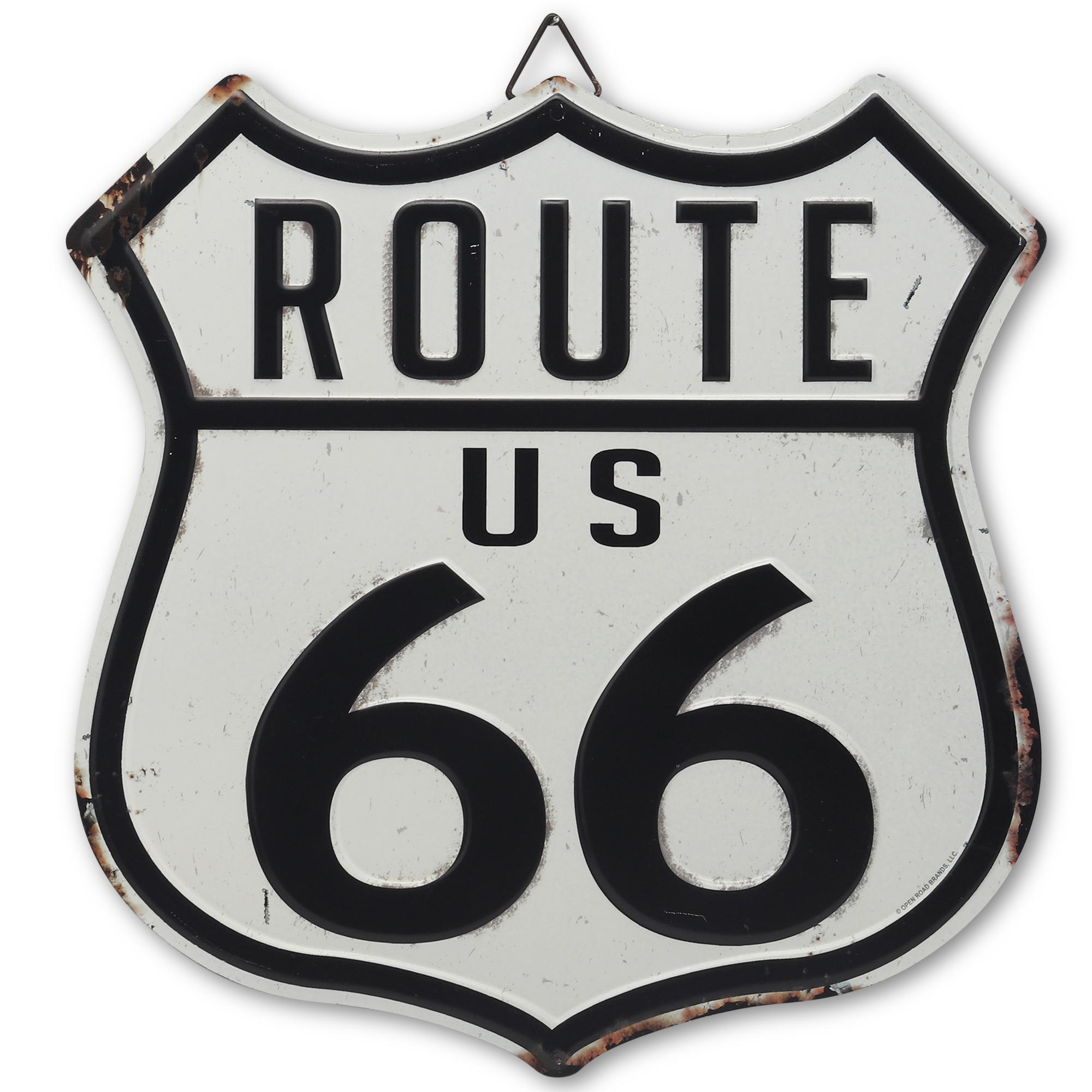 Route 66 Highway Embossed Metal Sign image