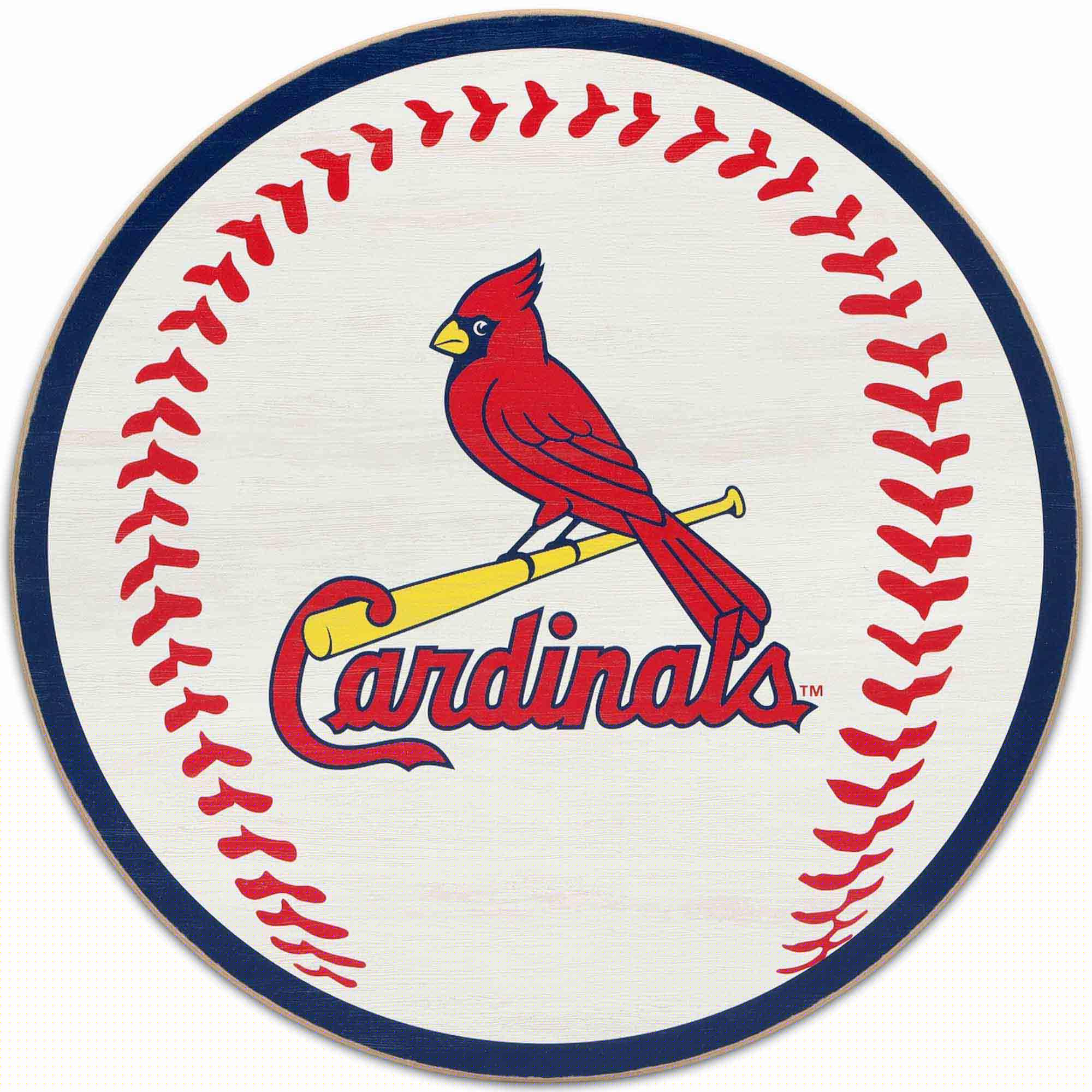 St. Louis Cardinals Logo Baseball Round Wood Wall Decor image