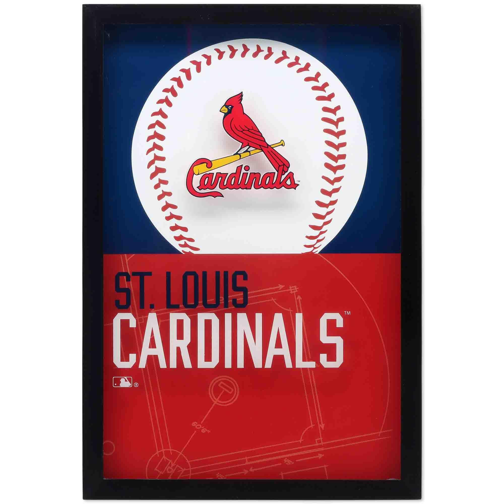St. Louis Cardinals Logo Baseball & Diamond Framed Glass Wall Decor image