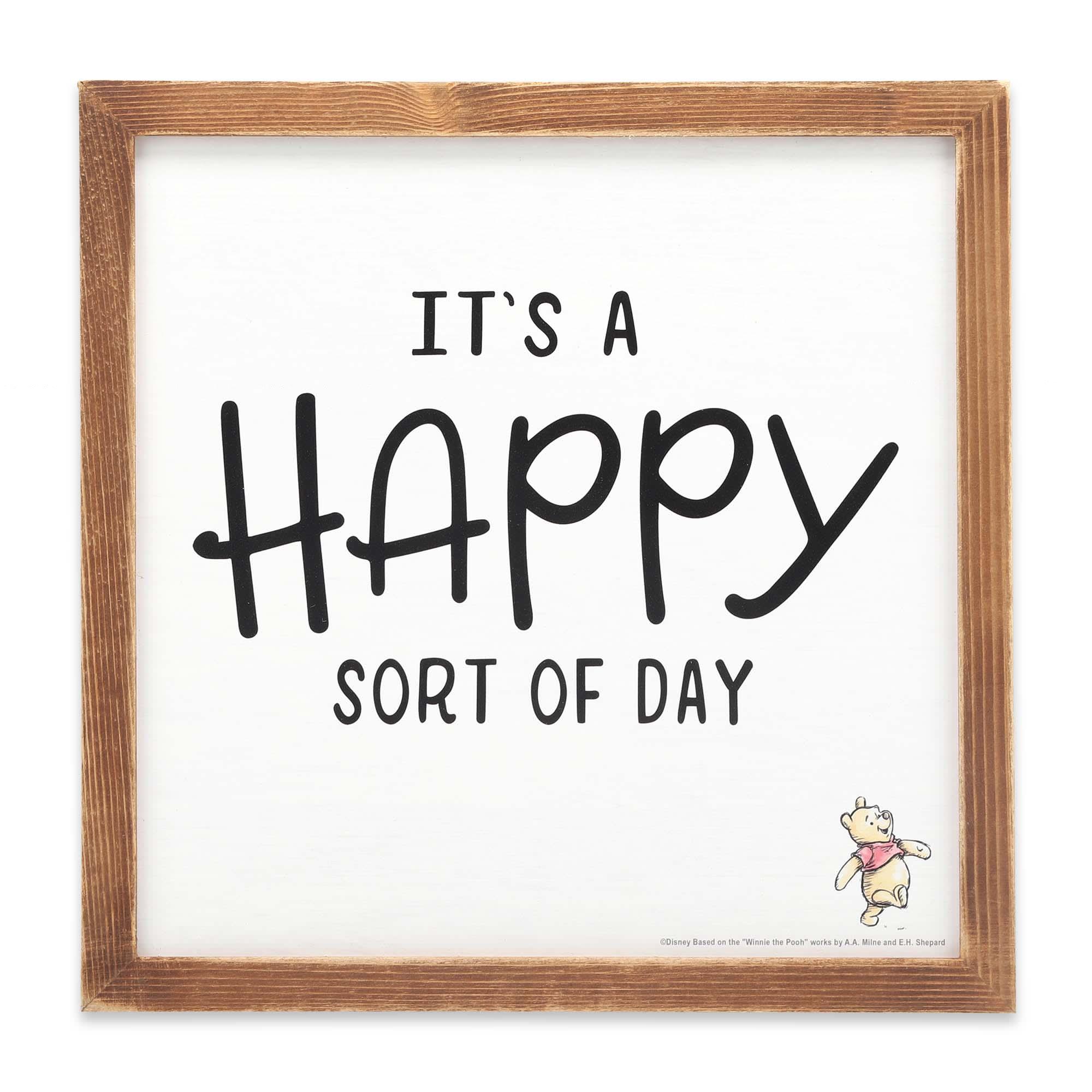 Disney Winnie The Pooh Happy Sort Of Day Framed Wood Wall Decor image