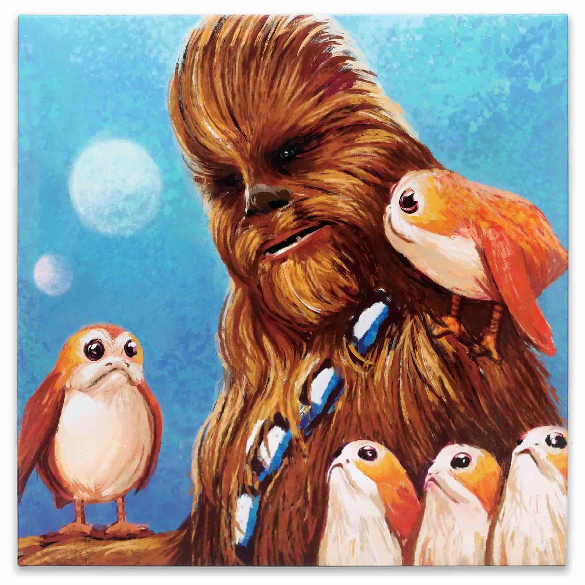 Disney Star Wars Chewbacca & Porgs Canvas Wall Decor image