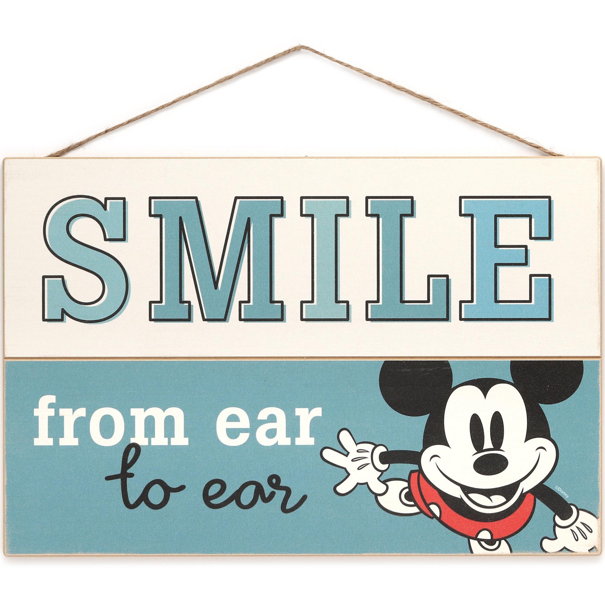 Disney Mickey Mouse Smile From Ear To Ear Hanging Wood Wall Decor image