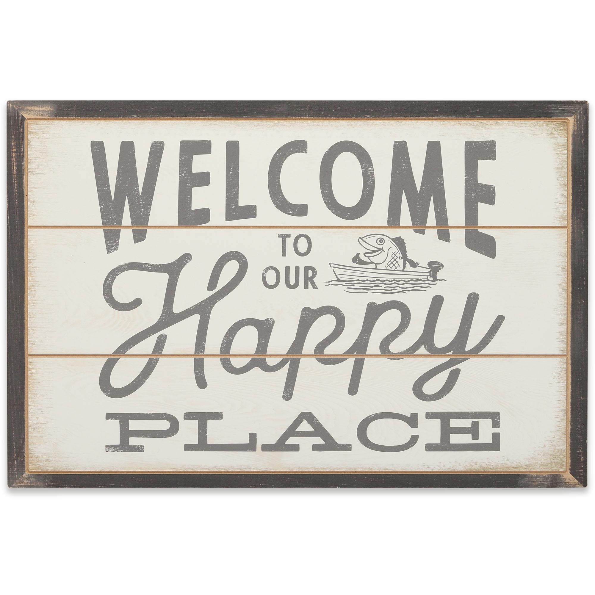 Welcome To Our Happy Place Wood Wall Decor image