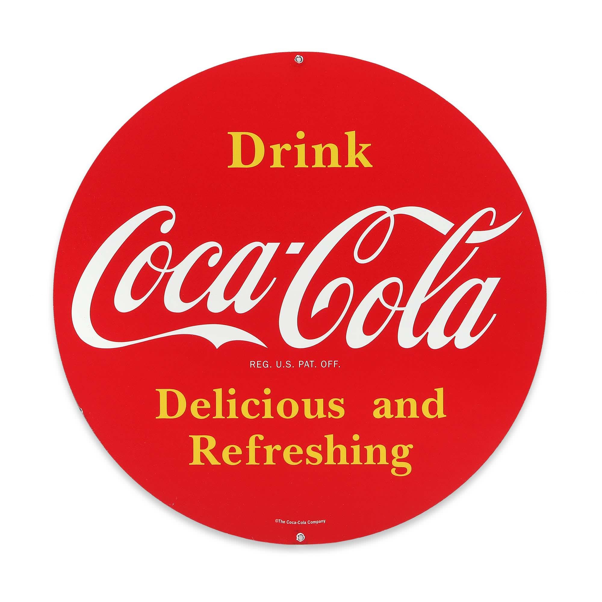 Coca-Cola Delicious & Refreshing Round Metal Sign image
