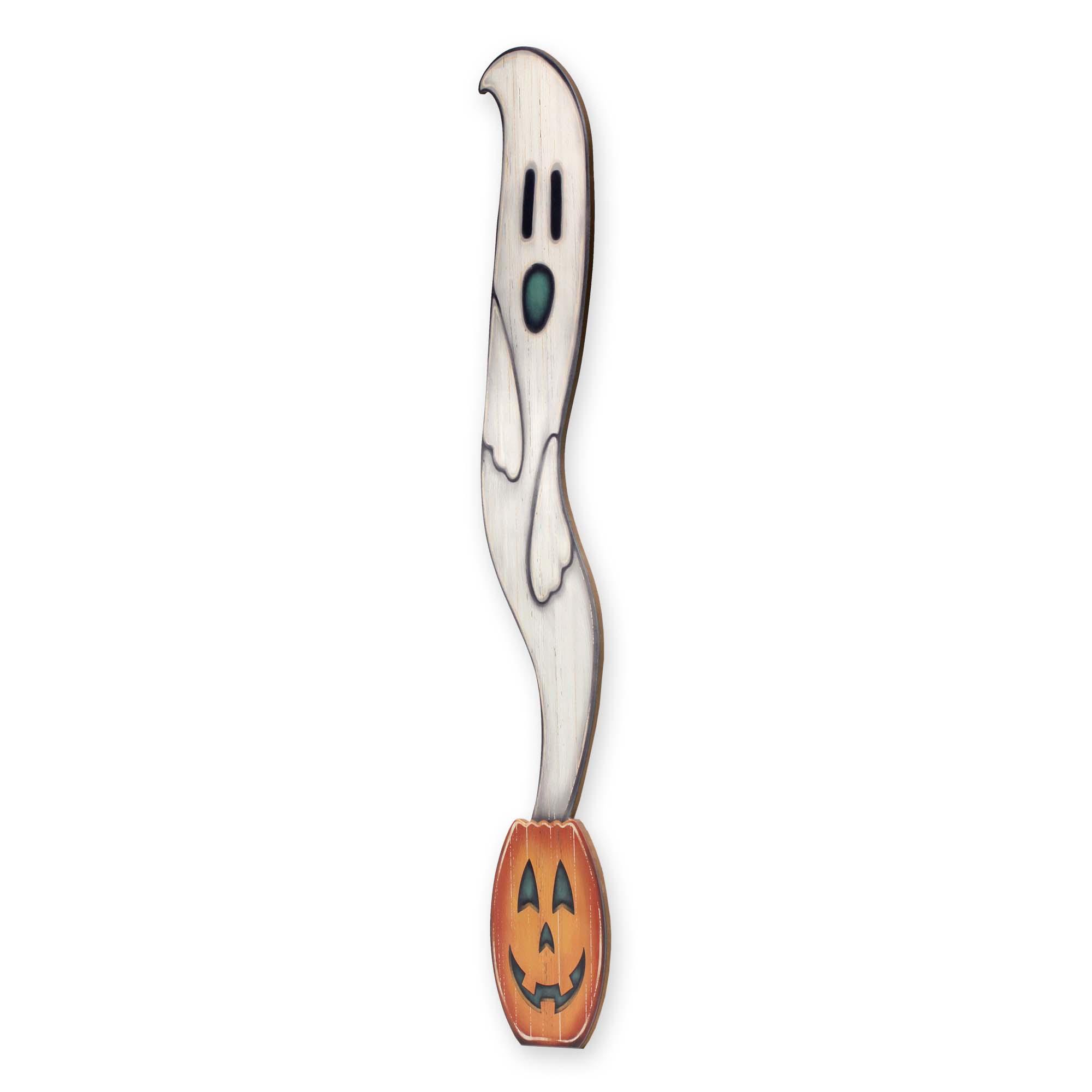 Ghost & Jack-O-Lantern Vertical Wood Wall Decor