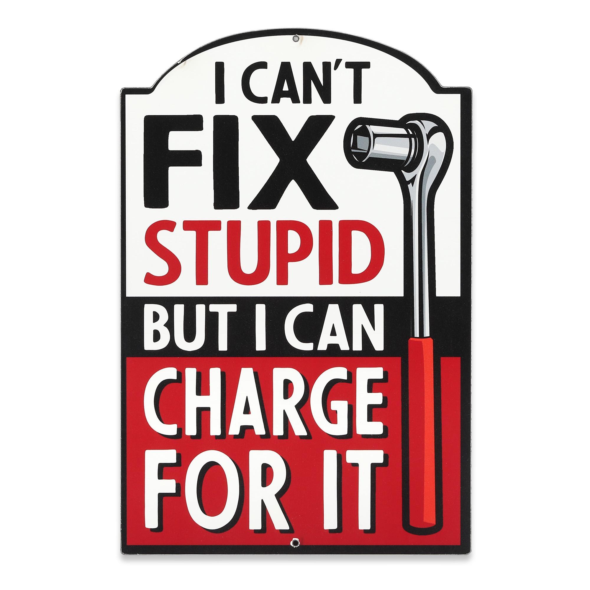 I Can't Fix Stupid But I Can Charge For It Metal Sign image