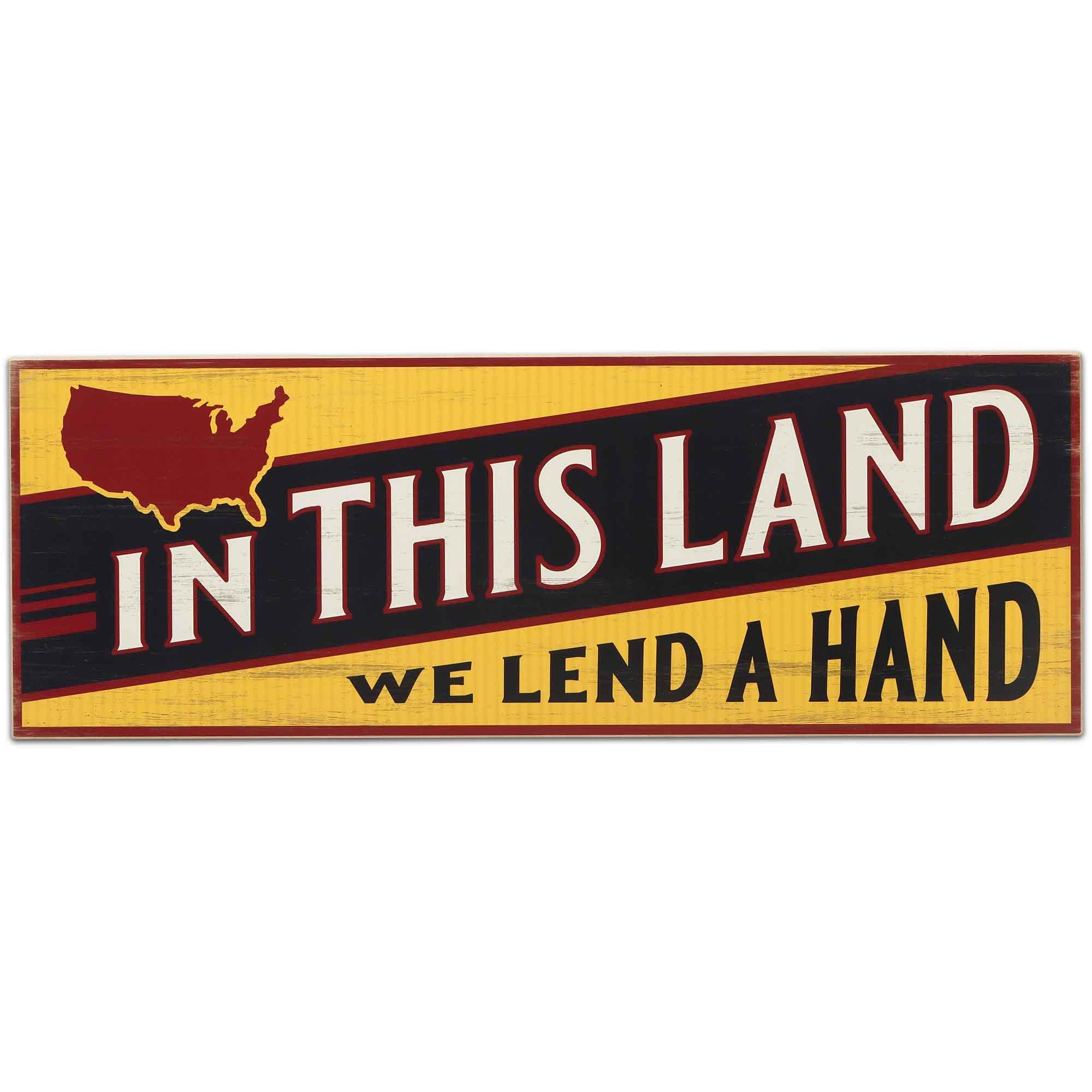 In This Land We Lend a Hand Rustic Wood Wall Art Décor image