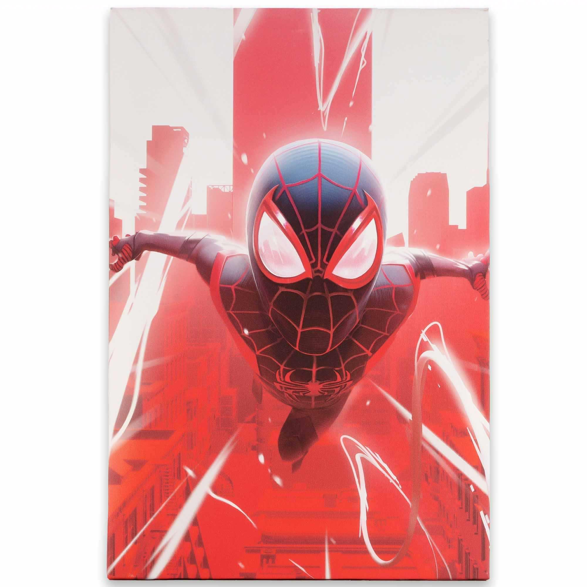 Spider-Man Miles Morales Red Building Scene Canvas Wall Decor image